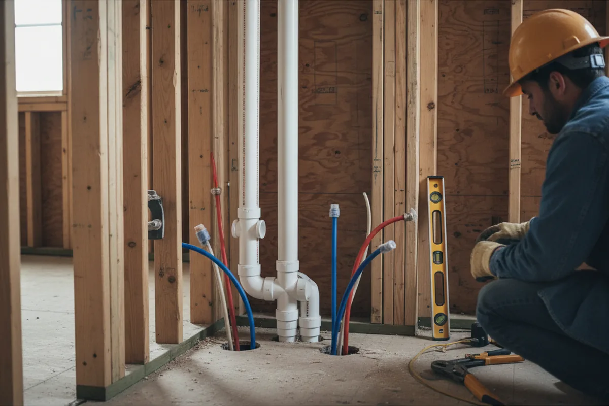 Drain and supply rough-in during Leak Detection in Columbia